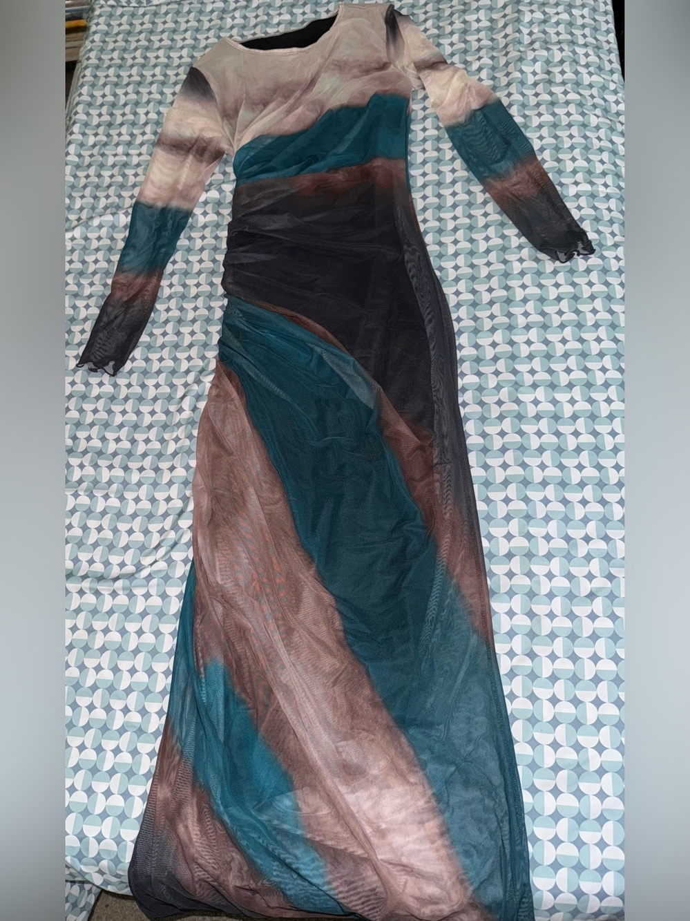 NEW SHEIN Abstract Print Mesh Maxi Dress Size XL